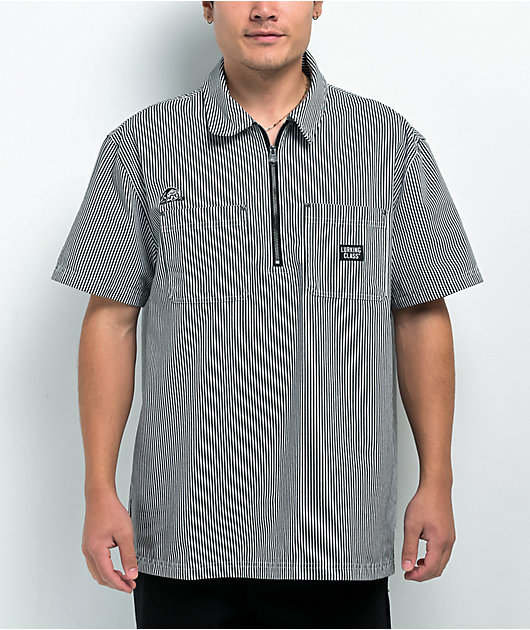 Lurking Class by Sketchy Tank Lurker Navy Blue & White Half Zip Work Shirt