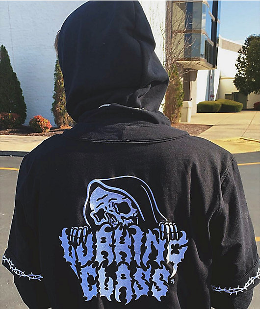 Lurking Class by Sketchy Tank Lurker Sudadera con capucha de béisbol negra a capas
