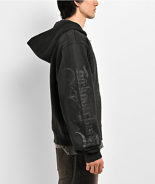 Lurking Class by Sketchy Tank Memento Mori Black Wash Zip Hoodie