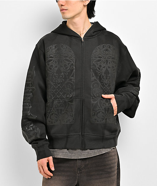 Lurking Class by Sketchy Tank Memento Mori Black Wash Zip Hoodie