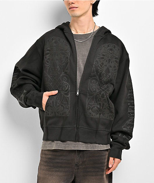 Lurking Class by Sketchy Tank Memento Mori Black Wash Zip Hoodie