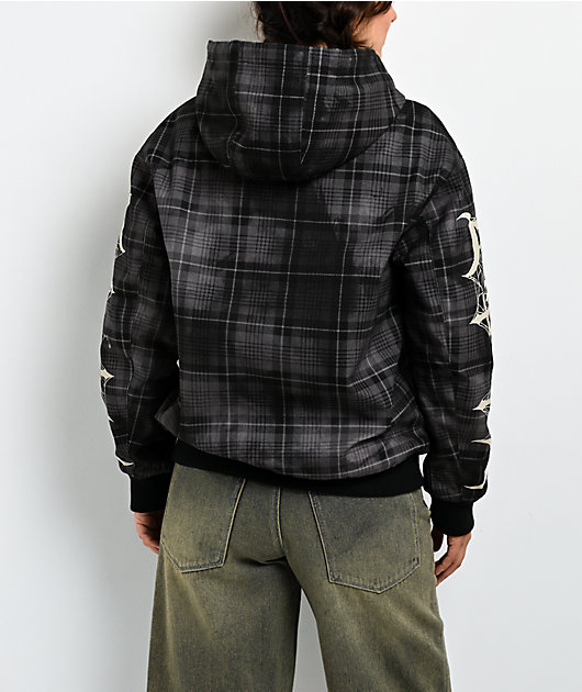 Lurking Class by Sketchy Tank Memento Mori Plaid Black Hooded Jacket