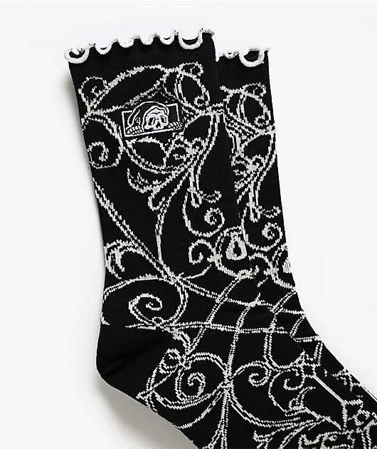 Lurking Class by Sketchy Tank Memento Mori Ruffle Black Half Crew Socks