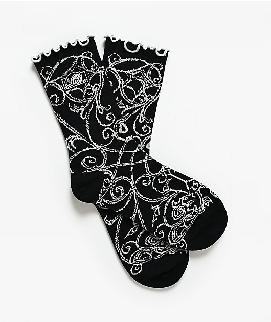 Lurking Class by Sketchy Tank Memento Mori Ruffle Black Half Crew Socks