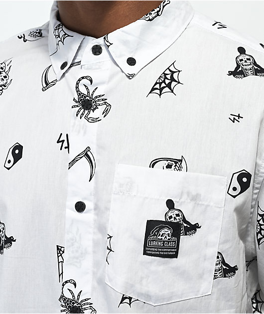 Lurking Class by Sketchy Tank Mixed White Short Sleeve Button Up Shirt