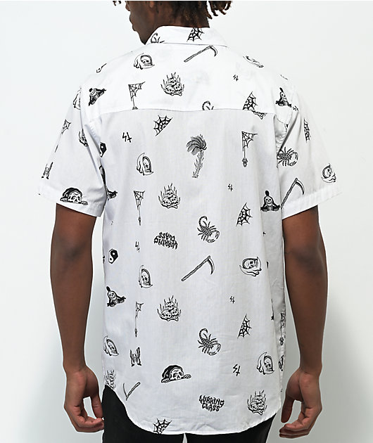 Lurking Class by Sketchy Tank Mixed White Short Sleeve Button Up Shirt
