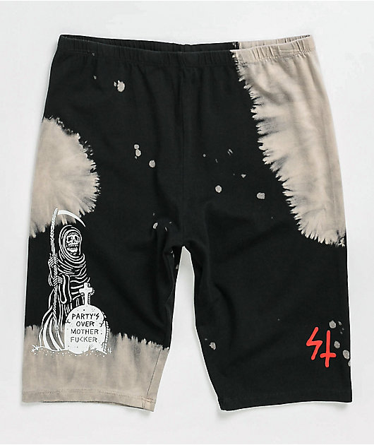 Lurking Class by Sketchy Tank Party's Over Black & Grey Biker Shorts