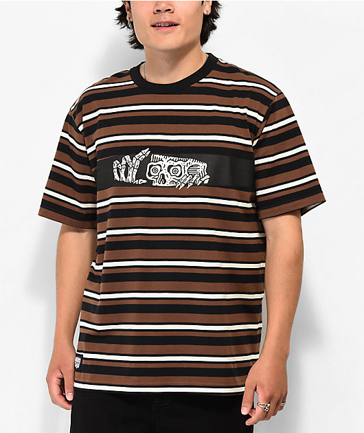 Lurking Class by Sketchy Tank Peeking Brown & Black Stripe T-Shirt