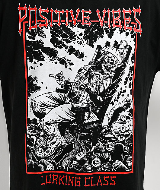 Lurking Class by Sketchy Tank Positive Vibes Black T-Shirt