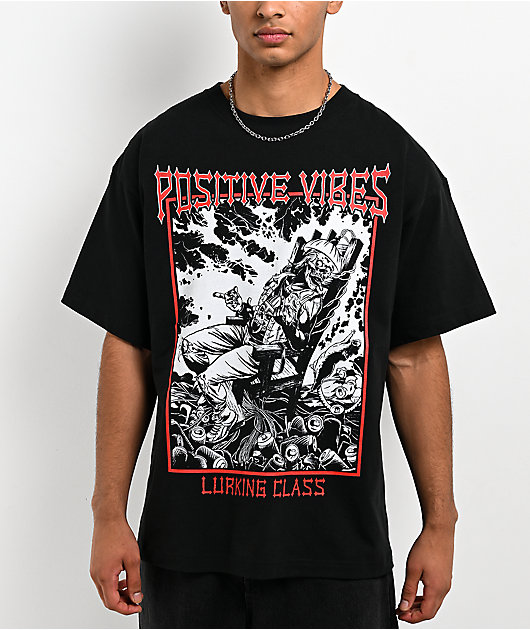Lurking Class by Sketchy Tank Positive Vibes Black T-Shirt