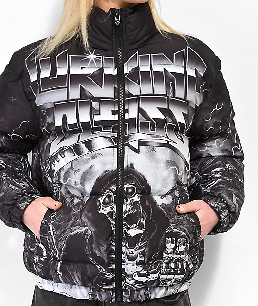 LURKING CLASS ダウンジャケット Lurking Class by Sketchy Tank Printed Black Puffer Jacket | Zumiez