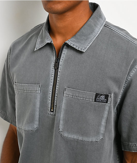 Lurking Class by Sketchy Tank Run With Us Grey Wash Quarter Zip Work Shirt