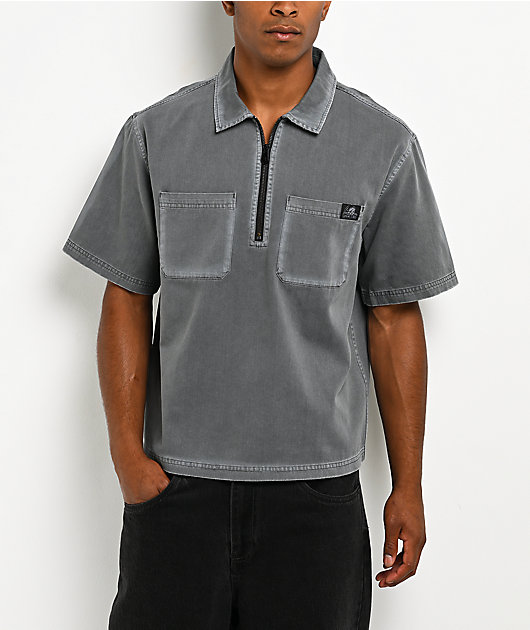 Lurking Class by Sketchy Tank Run With Us Grey Wash Quarter Zip Work Shirt