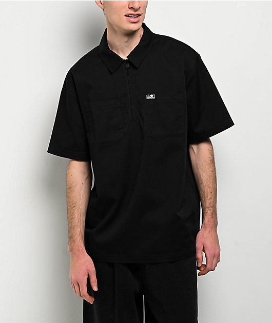 Lurking Class by Sketchy Tank Shatter Black Quarter Zip Work Shirt