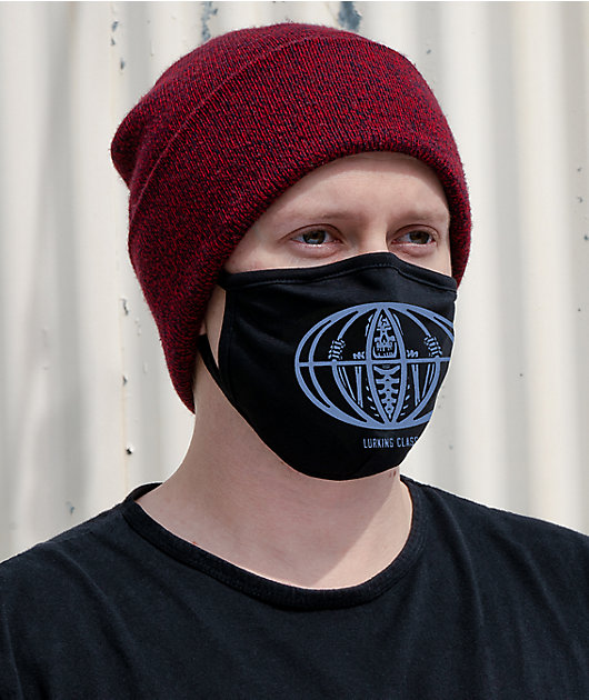 Lurking Class by Sketchy Tank Skeleton Globe Black Face Mask