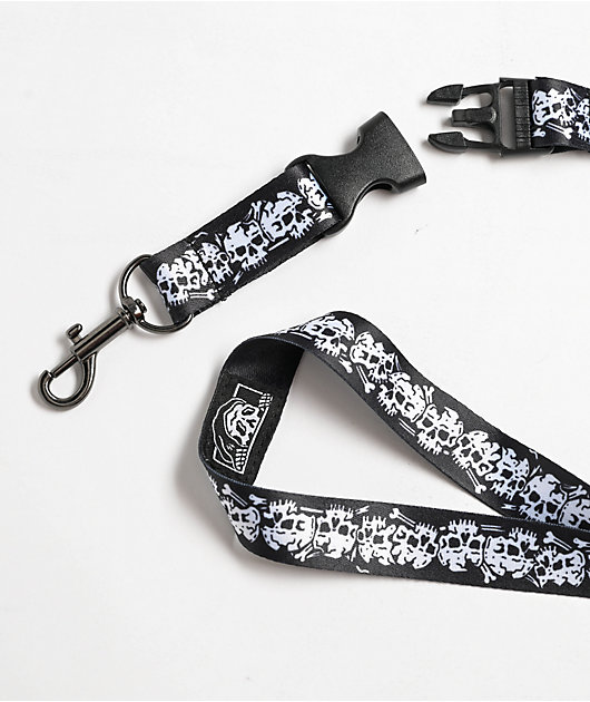 Lurking Class by Sketchy Tank Skull Stripe Black Lanyard