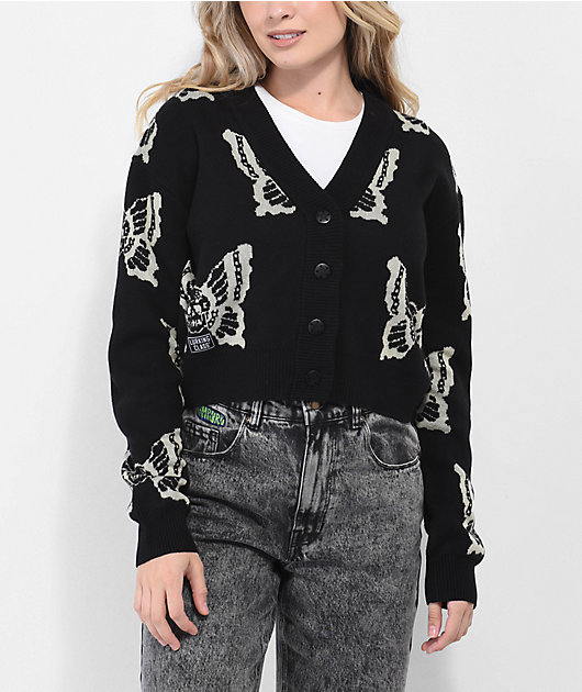 Lurking Class by Sketchy Tank Skullfly Black Crop Cardigan