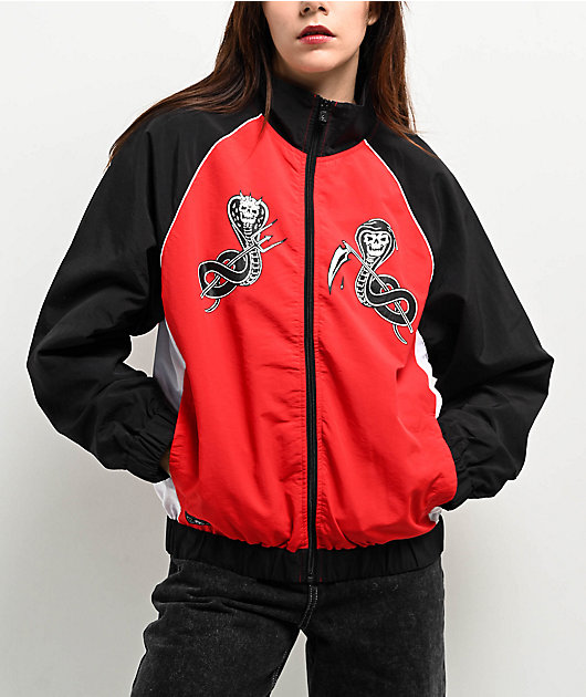 ボードウェア　SketchyTank RIDEコラボウェア Lurking Class by Sketchy Tank Slither Red & Black Zip Track Jacket