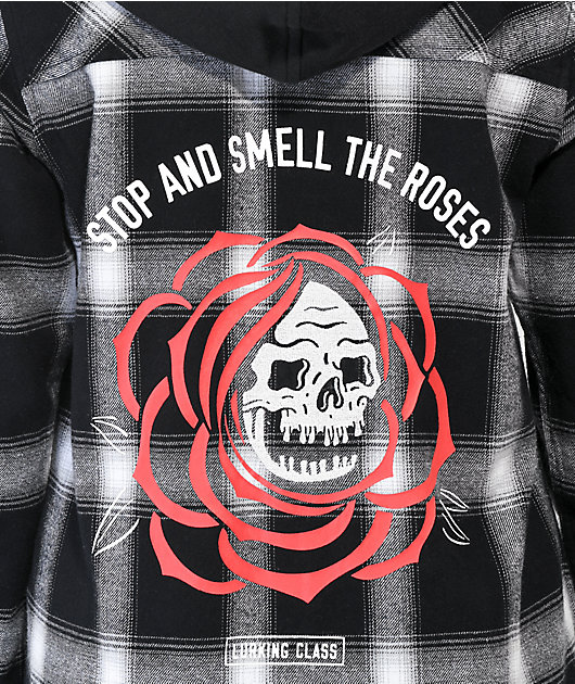 Lurking Class by Sketchy Tank Smell Roses Black Hooded Flannel