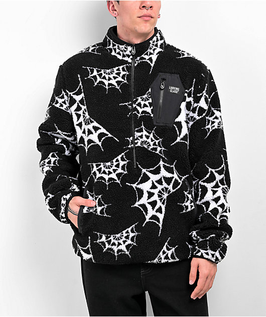 Lurking Class by Sketchy Tank Spider Web Black Fleece Zip Hoodie