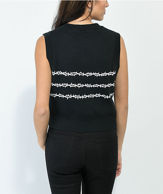 Lurking Class by Sketchy Tank Thorns Black Crop Sweater Vest