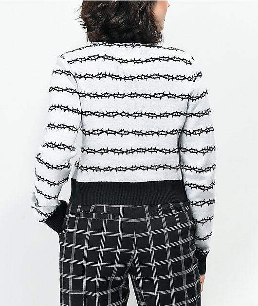 Lurking Class by Sketchy Tank Thorns White & Black Crop Sweater