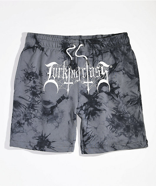 Lurking Class by Sketchy Tank Tomb Black & Grey Tie Dye Sweat Shorts |  Zumiez