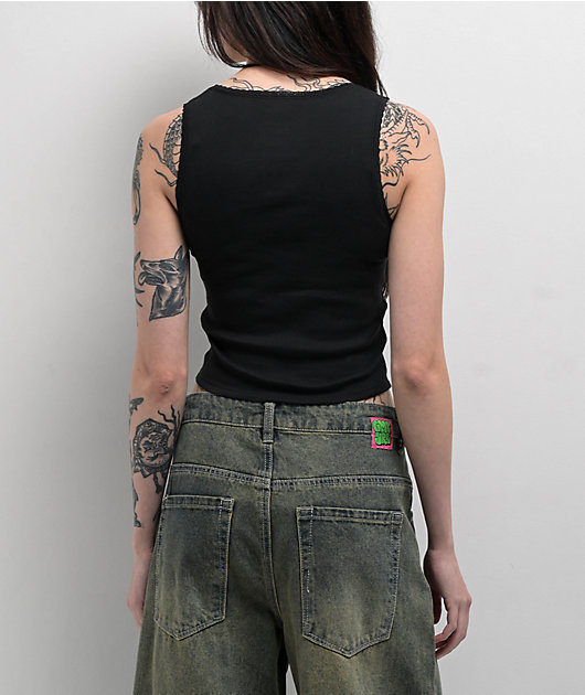 Lurking Class by Sketchy Tank Tomb Black Lace Crop Tank Top | Zumiez