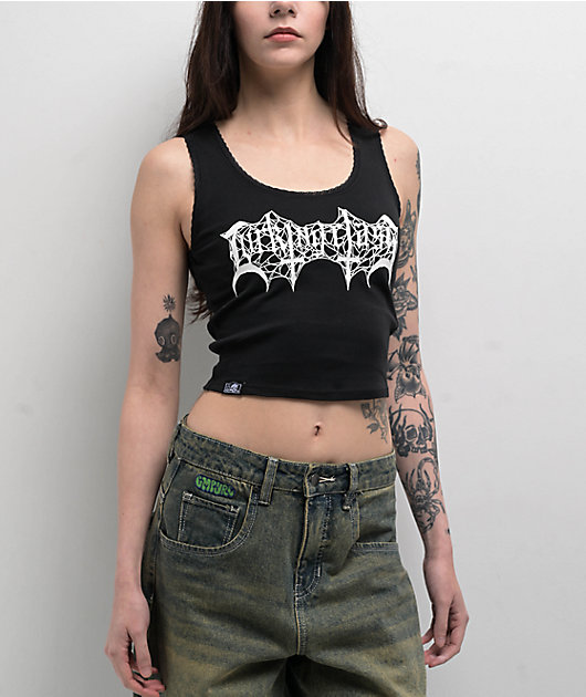 686 SKETCHY TANK ビブパンツ Lurking Class by Sketchy Tank Tomb Black Lace Crop Tank Top | Zumiez