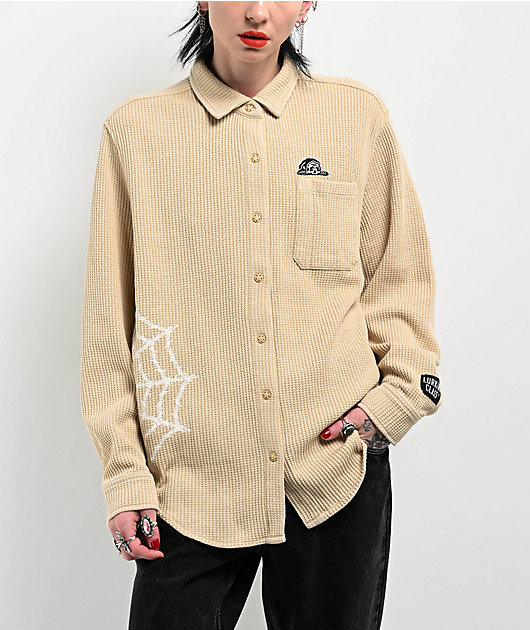 Lurking Class by Sketchy Tank Webs Khaki Long Sleeve Thermal