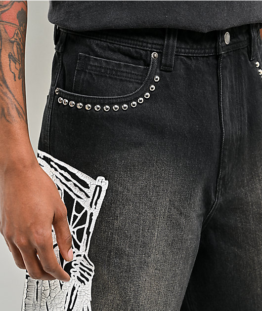 Lurking Class by Sketchy Tank You're Next Black Wash Denim Shorts