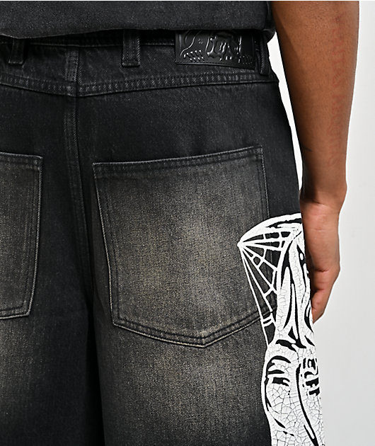 Lurking Class by Sketchy Tank You're Next Black Wash Denim Shorts