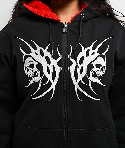 Lurking Class by Sketchy Tank x Kyle Grand Sin Black & Red Faux Fur Reversible Work Jacket