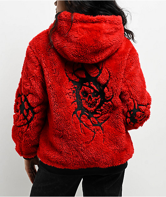 Lurking Class by Sketchy Tank x Kyle Grand Sin Black & Red Faux Fur Reversible Work Jacket