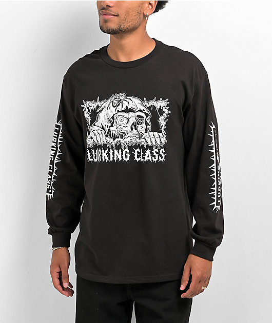 新品未使用　24-25 LURKING CLASS FIRE SKULL 153 Lurking Class by Sketchy Tank Burn The Past Black T-Shirt