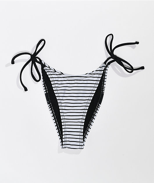 Lurking Class por Sketchy Tank Peeking Parte inferior de bikini cavada rayada en blanco y negro