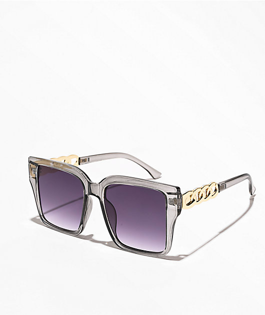 Luxury Purple Sunglasses Dweebzilla Metallic Oversized Thick Bold Square Luxury  main image 3