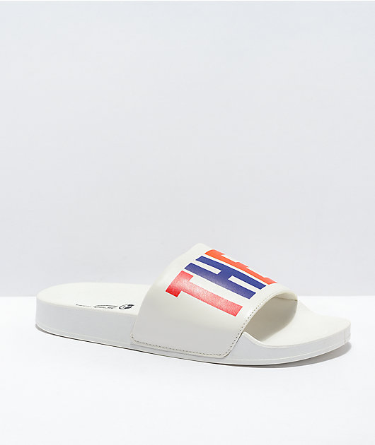 MAH They Them White & Rainbow Slide Sandals