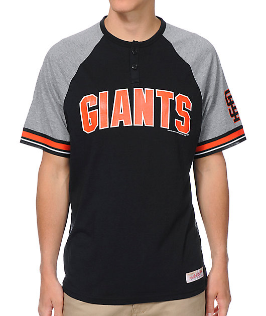 MLB Mitchell and Ness San Francisco Giants Black Henley T-Shirt