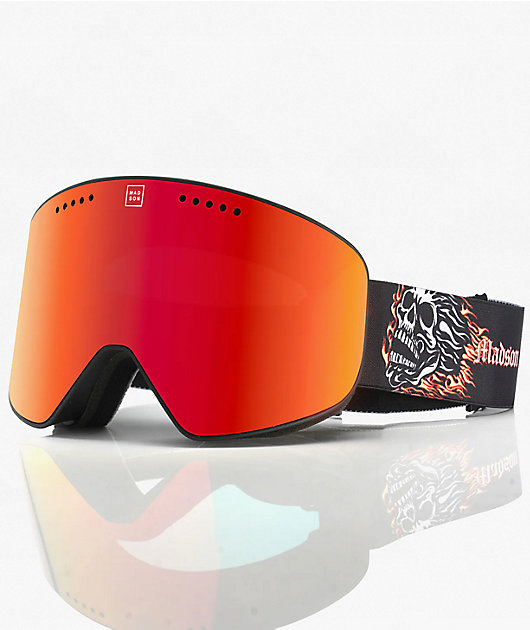 Madson Cylindro Flaming Skull Red Mirror Snowboard Goggles