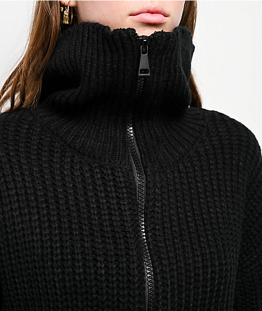 Major Label Group Black Crop Zip Sweater | Zumiez