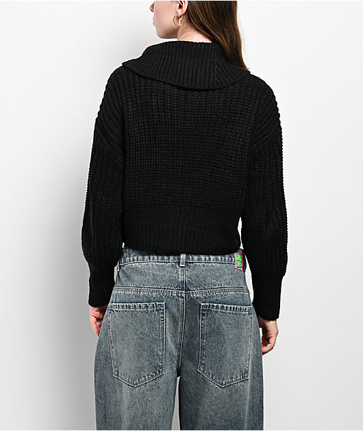 Major Label Group Black Crop Zip Sweater | Zumiez