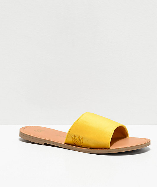 Malvados Taylor Plush Canary Yellow Slide Sandals