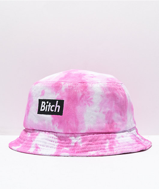 Married To The Mob Bitch In A Box Pink Tie Dye Bucket Hat
