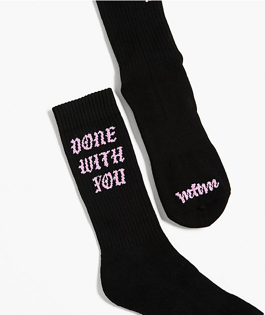 Married To The Mob Done With You Black Crew Socks