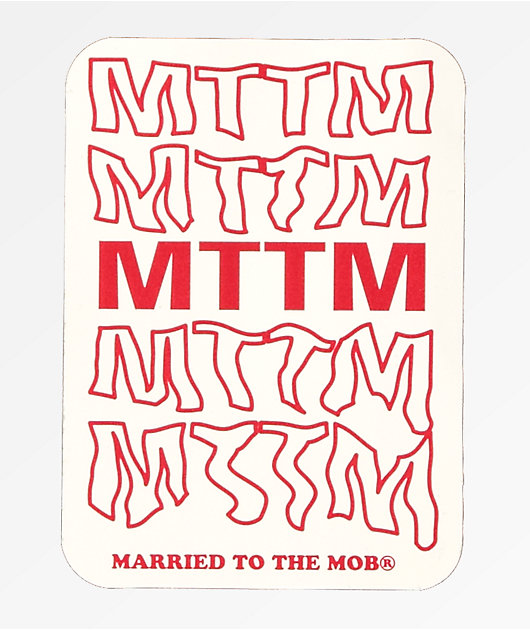 Married To The Mob Red & White Font Sticker