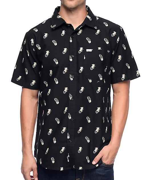 cat button down shirt