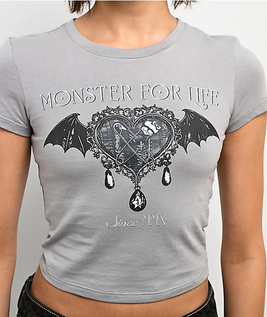 Mattel Monster High Wings Grey Crop T-Shirt