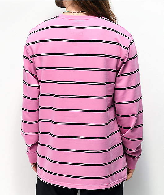 Maxallure Powell Pink & Black Stripe Long Sleeve T-Shirt