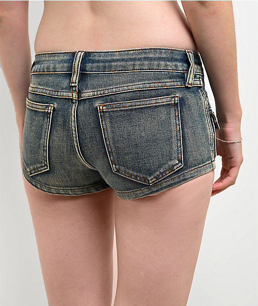 Mebon Tracey Cargo Blue Wash Micro Shorts